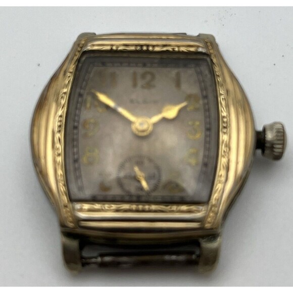 VINTAGE 1930s ELGIN ART DECO‎ MENS CUSHION CASE WATCH, FOR PARTS/REPAIR - Picture 3 of 7